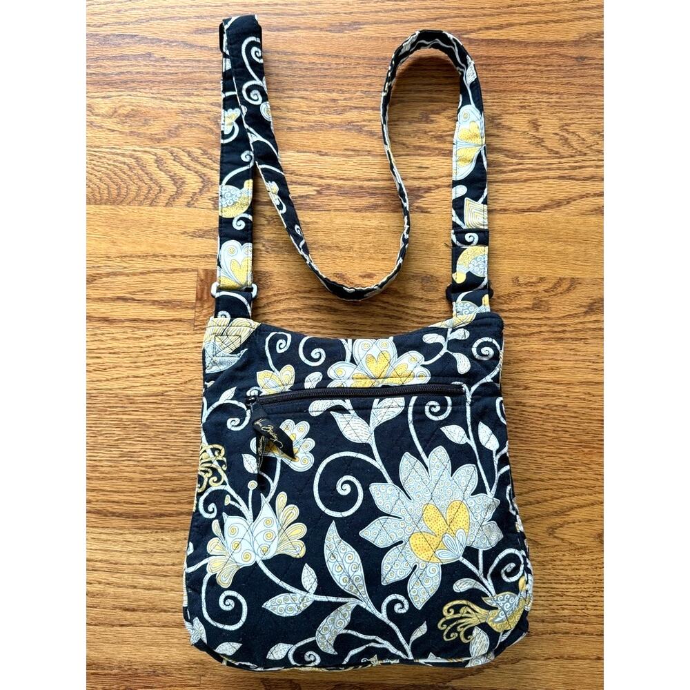 Vera Bradley English Meadow Black and Yellow Shoulder Crossbody Bag - Picture 3 of 5